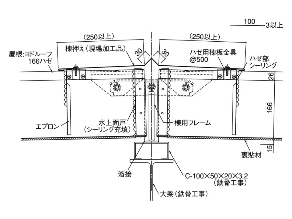 棟納め図(棟用タイトフレーム使用の場合)