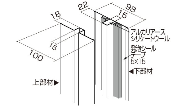 横張用目地ハットジョイナー防火仕様用